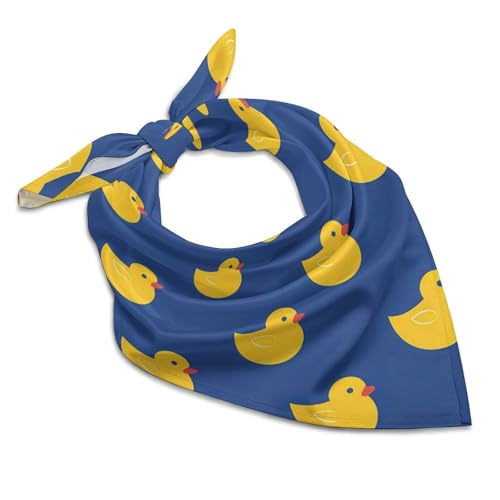 Yellow Rubber Ducks Pattern Fashion Head Scarf for Women Silk Like Bandana Kerchief Satin Square Scarves Gifts