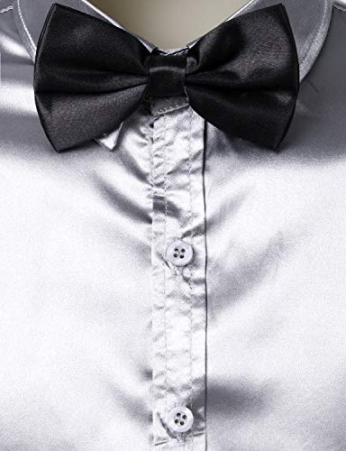 ZEROYAA Men's Luxury Shiny Silk Like Satin Button Up Dress Shirts4