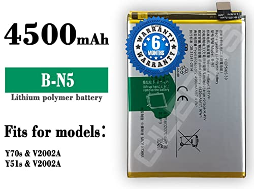 Image of Orginal B-N5 Battery for Vivo X50 Lite (V1937, 1937) / Y70s (V2002A) / Vivo Y51s (V2002A) Battery with 6 Months Warranty and High Capacity Battery Backup Carefully Check Your Phone Model and Purchase (for Vivo X50 Lite (FOR B-N5)