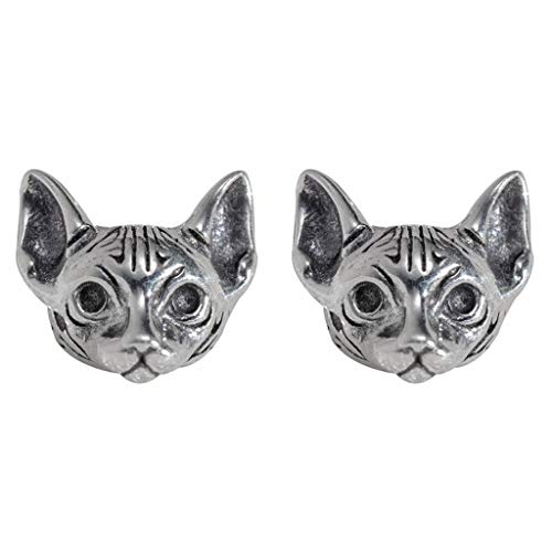 VNK Vintage Silver Plated Sphynx Cat Earrings Punk Cat Earrings Gothic Cool Earrings Unisex Fashion Jewelry Gift Party Holiday Jewelry Stud Earrings for Women Stud Earrings,Earring Ear Cuff