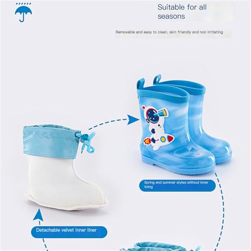 Kids Rain Boots for Boys Girls Toddler 𝐂artoon Soft Rubber Water Proof Non Slip Rain Shoes for Bog Herringbone Boots3