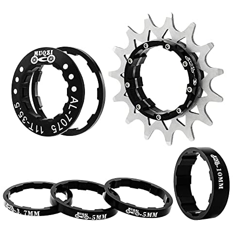 MUQZI Bicycle Single Speed Cassette Cog Spacer Kit MTB One Speed Conversion Kit Compatible with Shimano Sram, 15T Cover