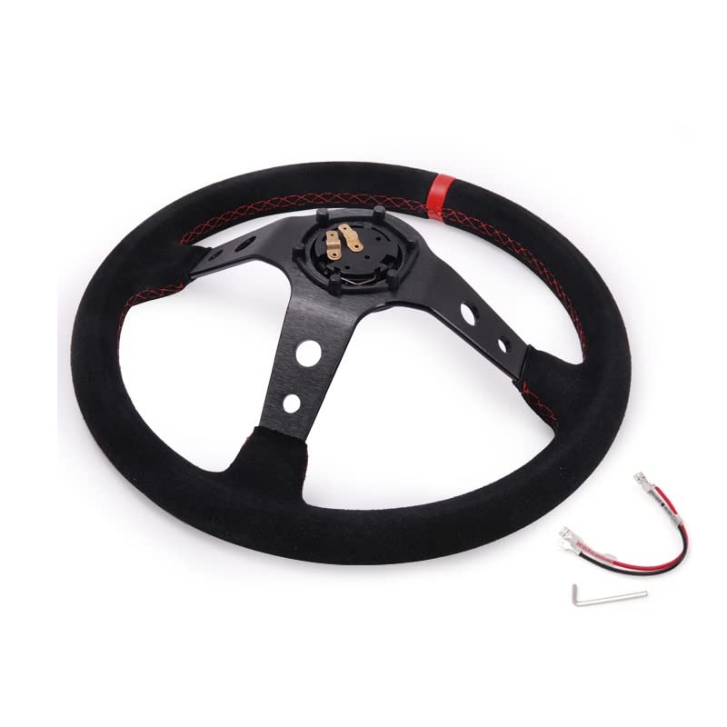 Volante da Corsa Universale,Volante Sportivo Volante del volante modificato dell'automobile(Red)