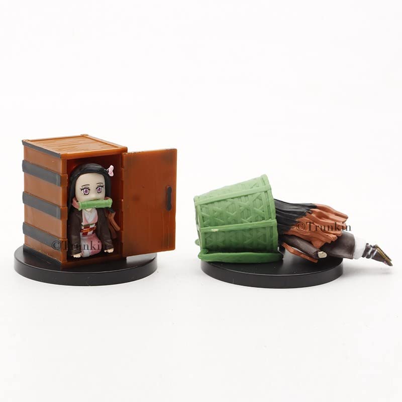Image of Trunkin Demon Slayer Nezuko Set Of 5 Rubber Figurines Anime Weeb Manga Collectible Action Figure Toys,Multicolor