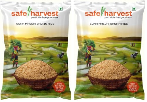 Image of Safe Harvest Sonamasuri Unpolished Brown Rice 5kg| Pesticides Free (Pack of 2)