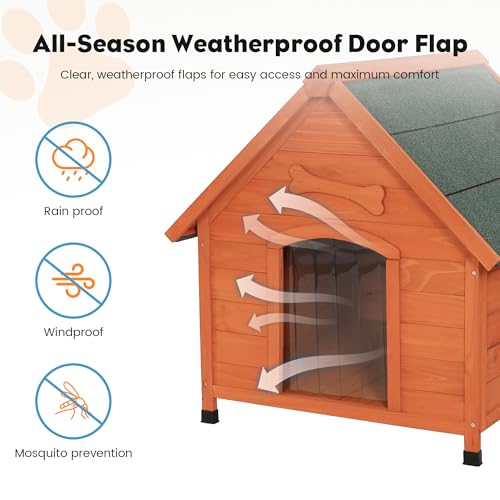 Solid Wood Dog House Comfortable Outdoor Shelter for Medium-Sized and Smaller Dog Sturdy, Durable and Easy to Clean,Can DIY,33.5’’D×30.7’’W×32.3’’H - Image 6