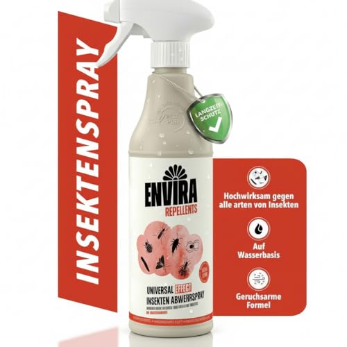 Envira Effect Insektenspray 500 ml - Extra starkes Ungezieferspray gegen Insekten in der Wohnung - Abwehrspray gegen Silberfische, Trauermücken, Fruchtfliegen, Kakerlaken & mehr - Geruchsarm