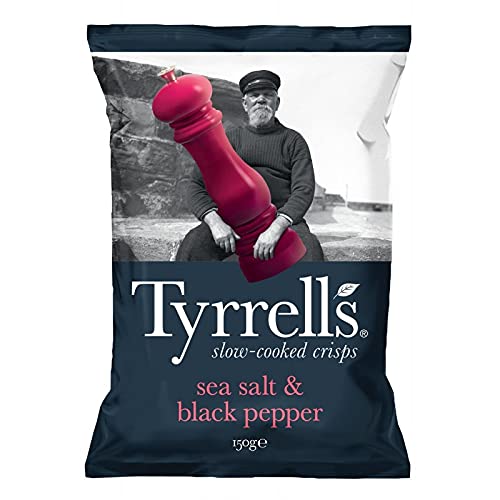 Délice croustillant : Chips Tyrrell's au Poivre Noir et Sel - 150g | Savoureuses & Authentiques | Idéales pour l'Apéritif | Marque Renommée - Le Lot De 3