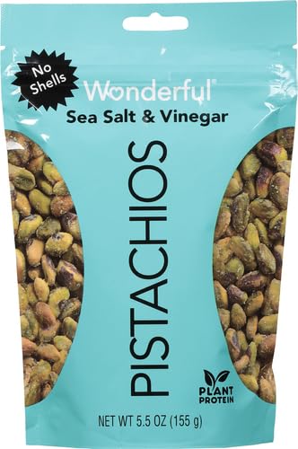 Image of Wonderful Pistachios No Shells, Sea Salt & Vinegar Nuts, 5.5 Ounce Resealable Bag, Protein Snacks, Vegan Snacks, Healthy Snacks for Adults (Pack of 10)