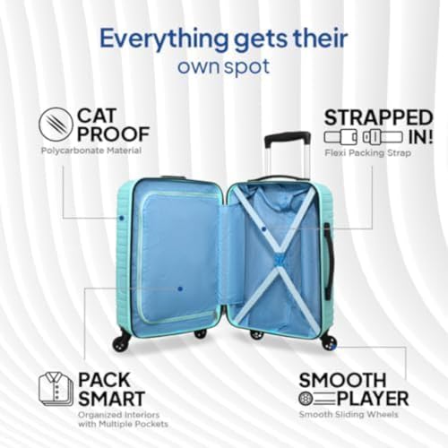 Image of American Tourister Ivy NXT|Medium Size Check-in Spinner Trolley Bag (68 cm)|360 4 Wheel Travel Luggage|Hard Case Polycarbonate (PC) Suitcase|Mounted TSA Lock|Turquoise