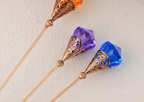 Image of Alilang Classic Vintage 3Pcs Hat Brooch Pin Set with Rhinestone and Pearl Accents for Scarves and Hats Lapel Pin Accessories