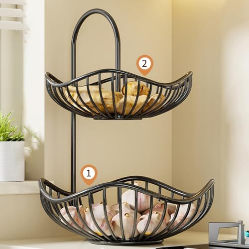 Cesta de fruta de dos niveles para organizar tu encimera de cocina con estilo 4