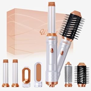 Blow Dryer Brush, 6 in 1 Auto Air Curling Iron Set 3 Temperature 1000W Powerful Negative Ionic Hair Dryer Brush Set with Thermal Brush, 60000RPM Hot Air Brush, Left&Right Curler Wand,Massage Hot Brush