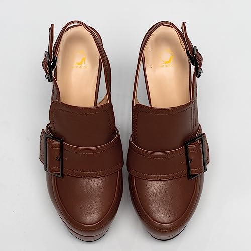 SHODENSE Women Vintage Platform Chunky High Heels Pumps Shoes Round Closed Toe Platform Loafers Ankle Strap Block Heel Slingback Summer Sandals Backless Buckle Loafer Ladies Sexy Chic Party 4-11 M US3