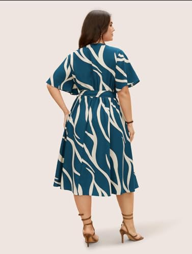 Image of JAIPURFAME One Piece Dress for Women, New American Print Rayon Midi Dress, Stylish, Modern Party Outfit, Perfect for Casual and Formal Occasions
