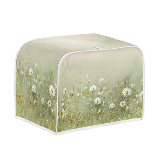 Image of 4 Slice Toaster Dust Cover Bread Toaster Oven Dustproof Cover Kitchen Bakeware Protector Dustproof Fingerprint Protection Gift for Mom Wife Friends, Daisy Flower Green