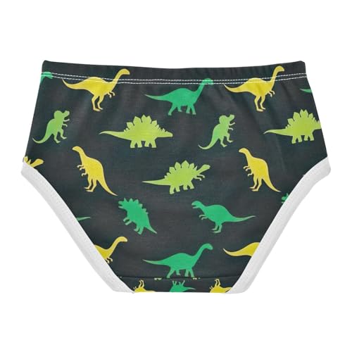 Toddler Briefs, Cute Green Yellow Dinosaurs Girls Underwear Cotton, 2T–8 Years2