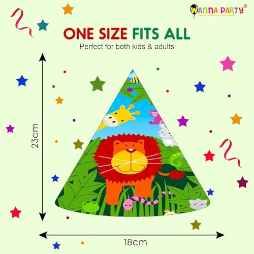 Wanna Party Jungle Animal Party Hats - 8pc