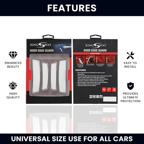 Image of KINGSWAY Car Door Edge Protection Guard Compatible with Tata Nexon EV, (Year 2023 Onwards), Car Safety Anti Dent Scratch Proof Gurads, Car Door Guard Bumper Protector, D4 White, Pack of 4 Pieces