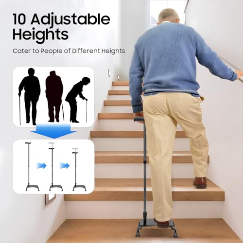 Treppen-Gehhilfe mit Basis, Senioren-Treppen-Kletterhilfe-Lifter, Verstellbarer Gehstock, Maximale Tragkraft 150kg