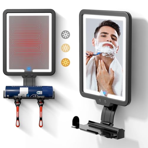 Miroir de rasage à intensité variable avec éclairage LED haut de gamme pour douche - 2