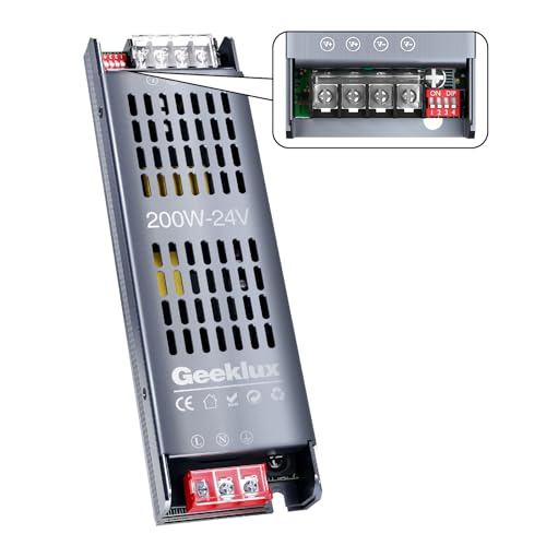 Trasformatore LED 24V 8.3A con Supporto per il Dimming a 4 Livelli, Alimentatore Striscia LED a Bassa Tensione 200W, Trasformatore led ad Avvio Lento con Protezione da Cortocircuito (24V, 200, Watt)
