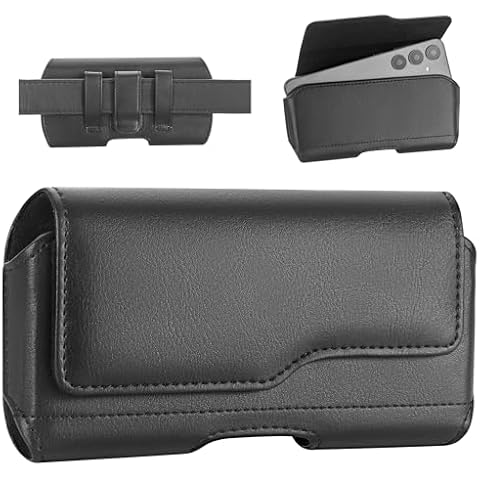 NUVAVO Holster Case for iPhone 15 Plus&15Pro Max, 14 Plus&14Pro Max, 13/12/11 Pro Max, Samsung Galaxy S24+ S23+ S22+ S21+ Plus Series, Phone Holder with Belt Clip (Fits Otterbox Commuter Case on)Black Cover