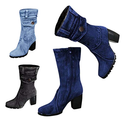 MrTom Botines Mujer Vaqueras Altas Plisado Invierno Otoño 2019 Botas de Nieve...