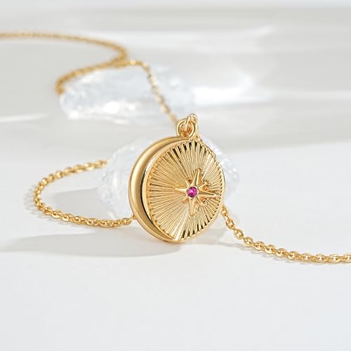 Fettero Dainty Necklaces for Women - 14K Gold Plated Delicate Moon Crescent Pendant Necklace Charm Gold Necklace Jewelry for Women