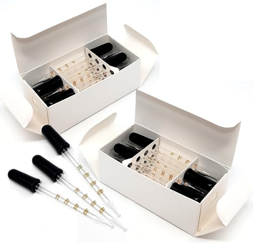 24 Pack Glass Pipette Dropper, Ear and Eye Medicine Dropper Straight Tips 1ml for Essential Oils, Lab, Health Care, Crafts, Measuring and Transferring a Variety of Liquids