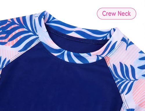 Image of Girls Swimsuit 2 Piece Rash Guard Set Short Sleeve Bathing Suits UPF 50+ Summer Beach Swimwear