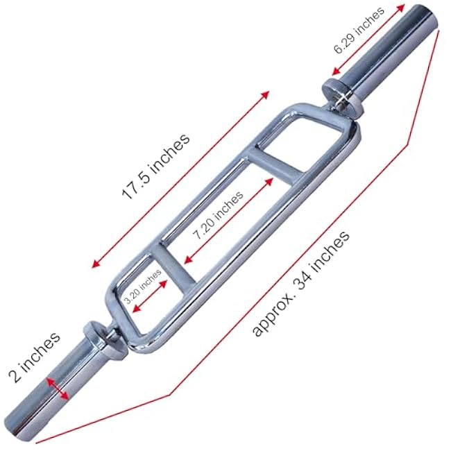 FITNESS MANIAC 34 Barbell Solid Olympic Chrome Tricep Hammer Curl Fitness Gym Weight Bar Home Gym Weightlifting Exercise Training Bars Powerlifting 34 Inches