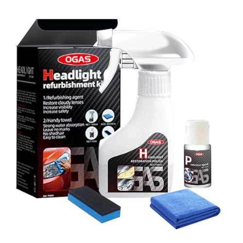 Automotive Headlamp Restoration Fluid Oxidized Kit,Headlight Refurbishment Kit,Professional Car Headlamp Cleaner with Refurbishing Agent,Multifunctional Car Headlight Polishing for All Vehicle Types