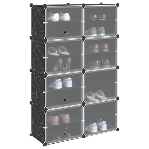 SKTQYQO Organizador de almacenamiento con 8 cubos y puertas transparentes de polipropileno, armario modular para maximizar el espacio, solución de almacenamiento versátil y estable para el hogar