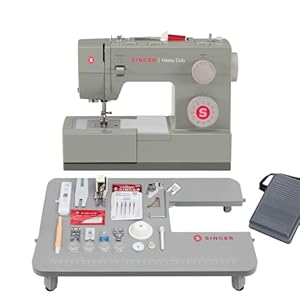 SINGER Heavy Duty Holiday Bundle – 4452 Heavy Duty Sewing Machine with Extension Table & 2 Presser Feet | Strong Motor, 110 Stitch Applications, Full Metal frame, 1-step Buttonhole & LED Light