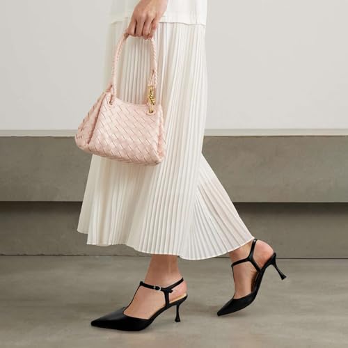 Kitten Heels for Women Pointed Closed Toe Pumps Ankle Strap Wedding Prom Stiletto Sandals Dress Shoes3