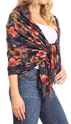 Sakkas Oria Women's Soft Lightweight Colorful Printed Shawl Scarf Wrap Stole4