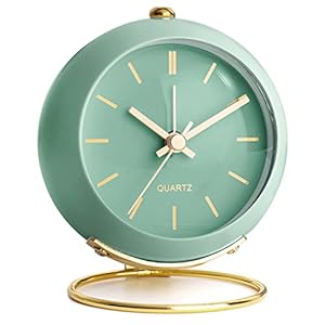 AYRELY® Battery Operated Desk Alarm Clocks with Light,Retro Silent No Ticking Analog Small Clock,Loud Table Clock for Bedside/Bedroom/Kitchen/Office/Travel/Kids/Room Decor Aesthetic Vintage(Green)