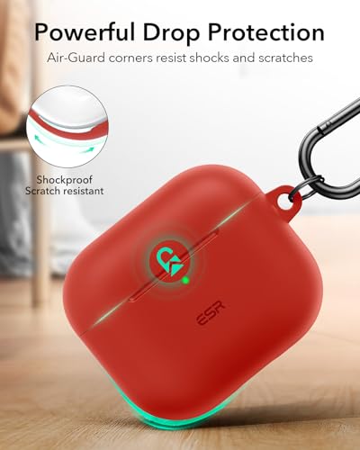 Image of ESR for AirPods 4 Case, Compatible with AirPods 4th Generation Case (2024) (USB-C), Magnetic Lid Lock, Full Drop Protection Cover, Cloud Soft Case, Red