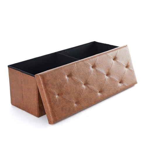 Sweetcrispy 43 Inches Folding Ottoman with Storage Bench, Foot Rest Stool, End of Bed Storage Bench...