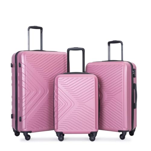 Luggage Set 3 Piece Suitcase Set Double Spinner Wheels TSA Lock Carry-on luggage Clearance (20inch 24inch 28inch)-Pink