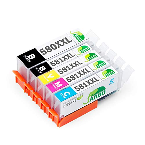 JARBO PGI-580XXL CLI-581XXL Compatibile Cartucce Canon PGI-580 CLI-581 XXL per Canon Pixma TR7550 TR8550 TS6150 TS6151 TS8150 TS8151 TS9150 TS9155 TS8250, senza la Foto Blu (1 PGBK,1 BK,1 C,1 M,1 Y)