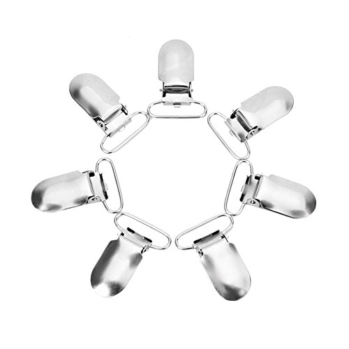 Tenn Well 30 PCS Suspender Clips, 1 inch Multi-use Metal Pacifier Clips for Making Pacifier Holders, Bib Clips, Toy Holders and Other DIY Crafts (Silver)