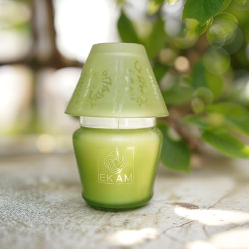 Image of EKAM Scented Frost Glass Lampshade Candle | Jasmine Scented Candle | Luxury Fragrances| Ideal for Home Decor, Aromatherapy & Gifting | 22 Hours Burn time |114 g