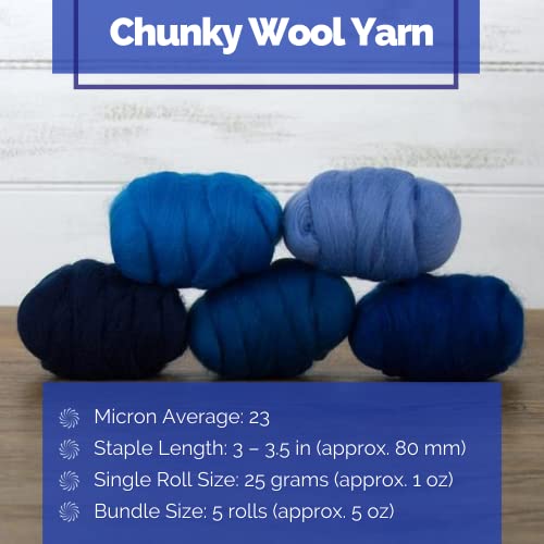 Image of Revolution Fibers | Mixed Merino Wool Variety Pack | Perfect Wool Roving for Spinning, Needle Felting, Wet Felting, Weaving and Crafting (Delta Blues (Blues), 250 Grams)