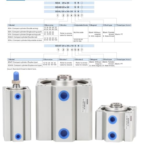 Cylindre pneumatique compact double action aimanté alésage 20 course 40 - 3