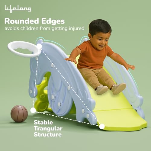 Image of Lifelong 3-in-1 Slide, Rocker & Basketball for Kids (18 Months - 4 Years) | Durable & Safe Playset for Toddlers | Smooth Slider for Indoor Use | Easy Assembly & Perfect for Active Play (LLCCRS01)