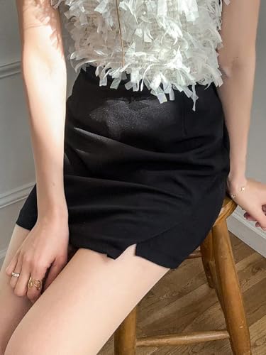 Women's A Line Wrap Asymmetrical Hem Mini Skirt3