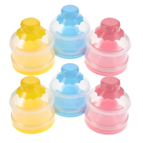 TOYANDONA Dispensador apilable de leche de para bebés (2 juegos) - Contenedor de viaje para leche en polvo - Contenedor de en polvo de 3 compartimentos con embudo para el hogar y viajes
