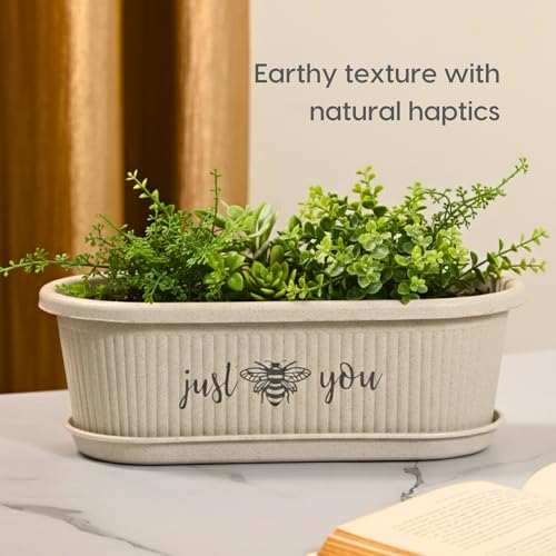Image of Eha Earth-Friendly Printed Regalia Planters for Home Decor | 12 Inch, Pack of 2 Without Growmix | Plant Gifts Made with Rice Husk Biocomposite | Flower Pot for Living Room| Sand Castle